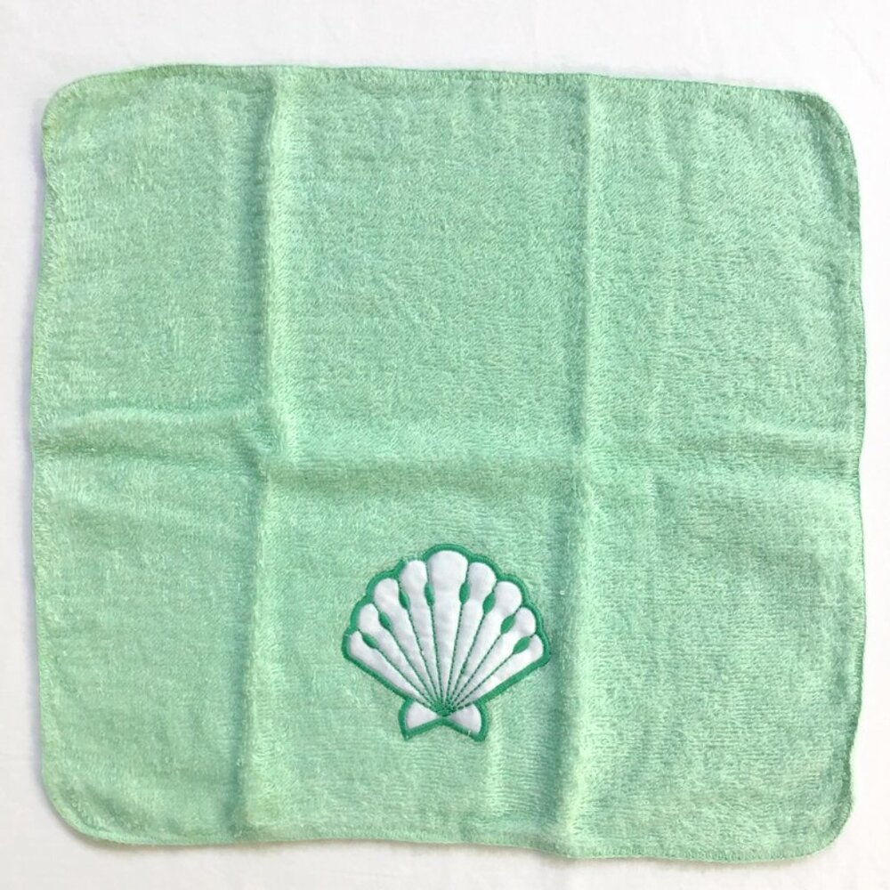 Vintage Seashell Towel Set Woolworth 3 Pc. Washcloth Hand & Bath Towel Green - Picture 3 of 7